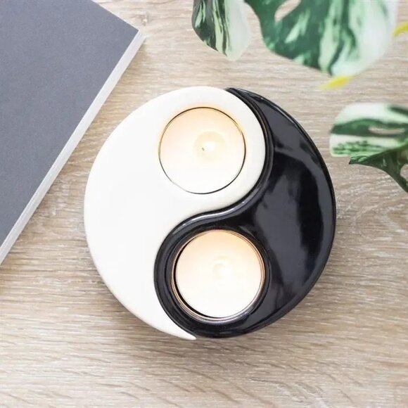 ($10) Yin Yang 2-Piece Tealight Candle Holder - Picture 6 of 6